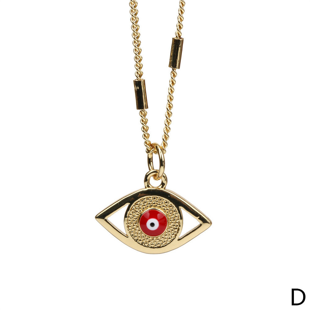 Wholesale Enamel Devil Eye Exaggerate Trendy Collarbone Gold Plated Necklaces